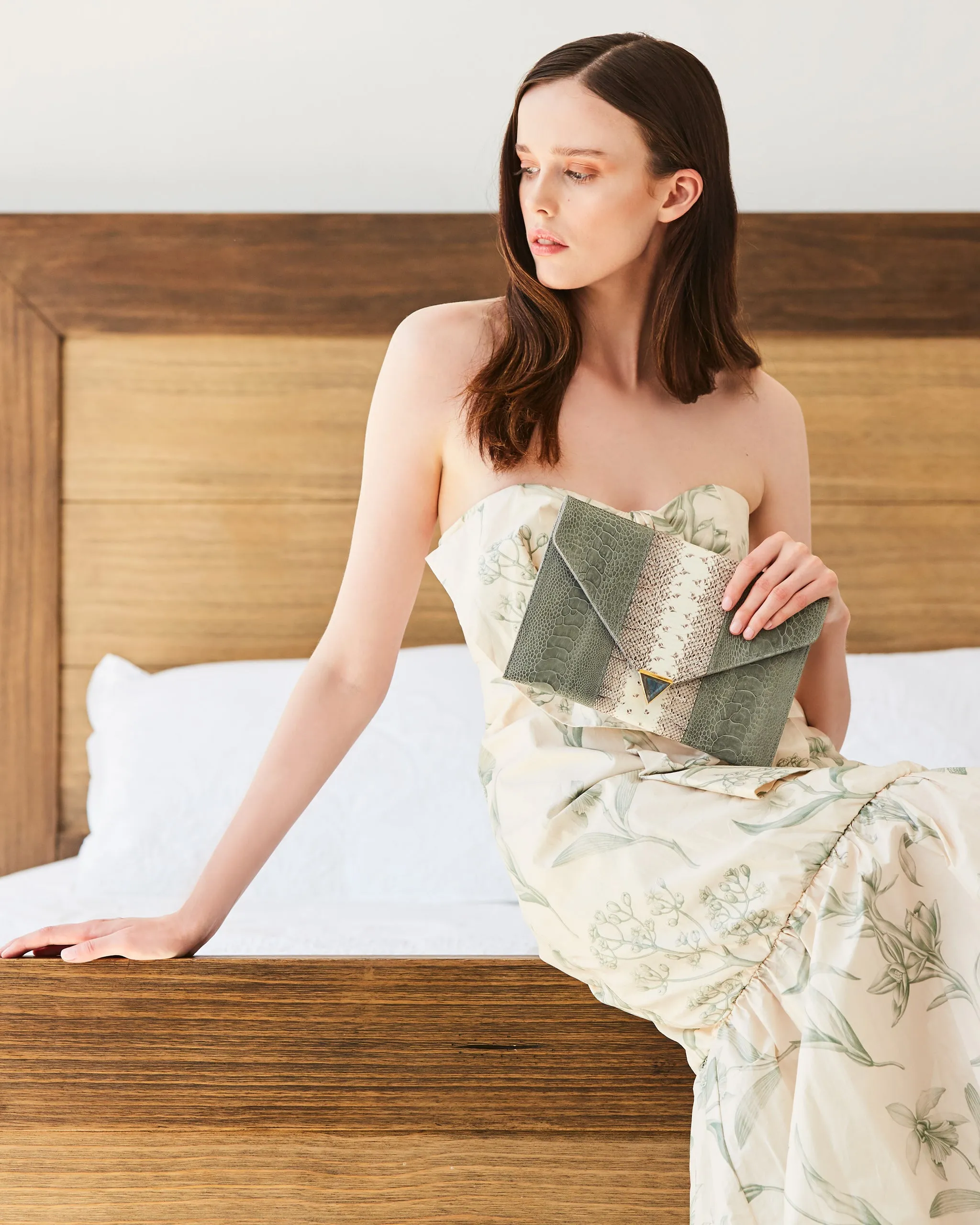 DIANE SNAKESKIN & OSTRICH LEG ENVELOPE CLUTCH