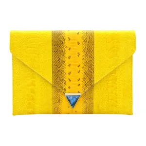 DIANE SNAKESKIN & OSTRICH LEG ENVELOPE CLUTCH