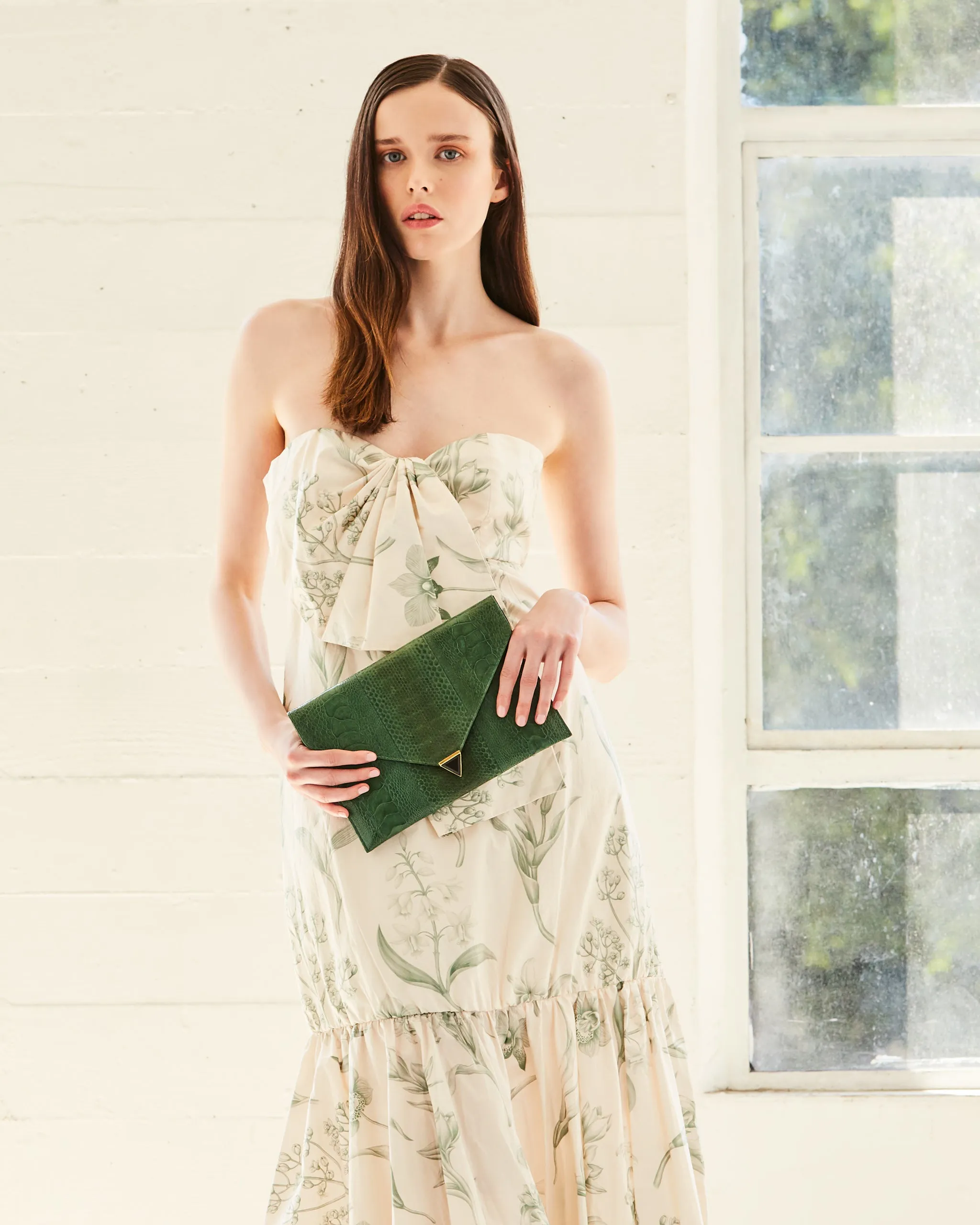 DIANE SNAKESKIN & OSTRICH LEG ENVELOPE CLUTCH