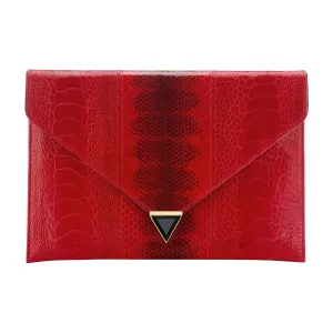 DIANE SNAKESKIN & OSTRICH LEG ENVELOPE CLUTCH