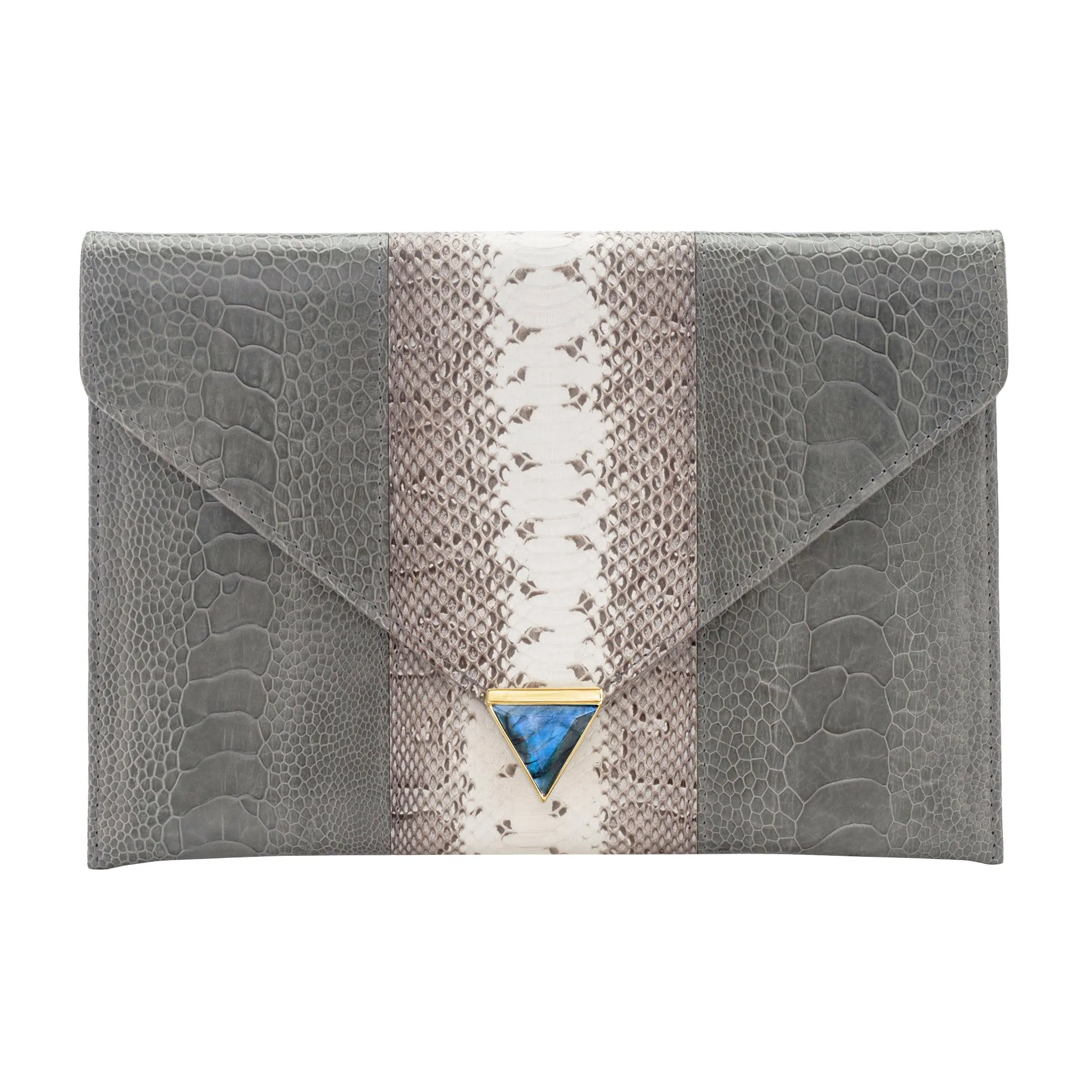DIANE SNAKESKIN & OSTRICH LEG ENVELOPE CLUTCH