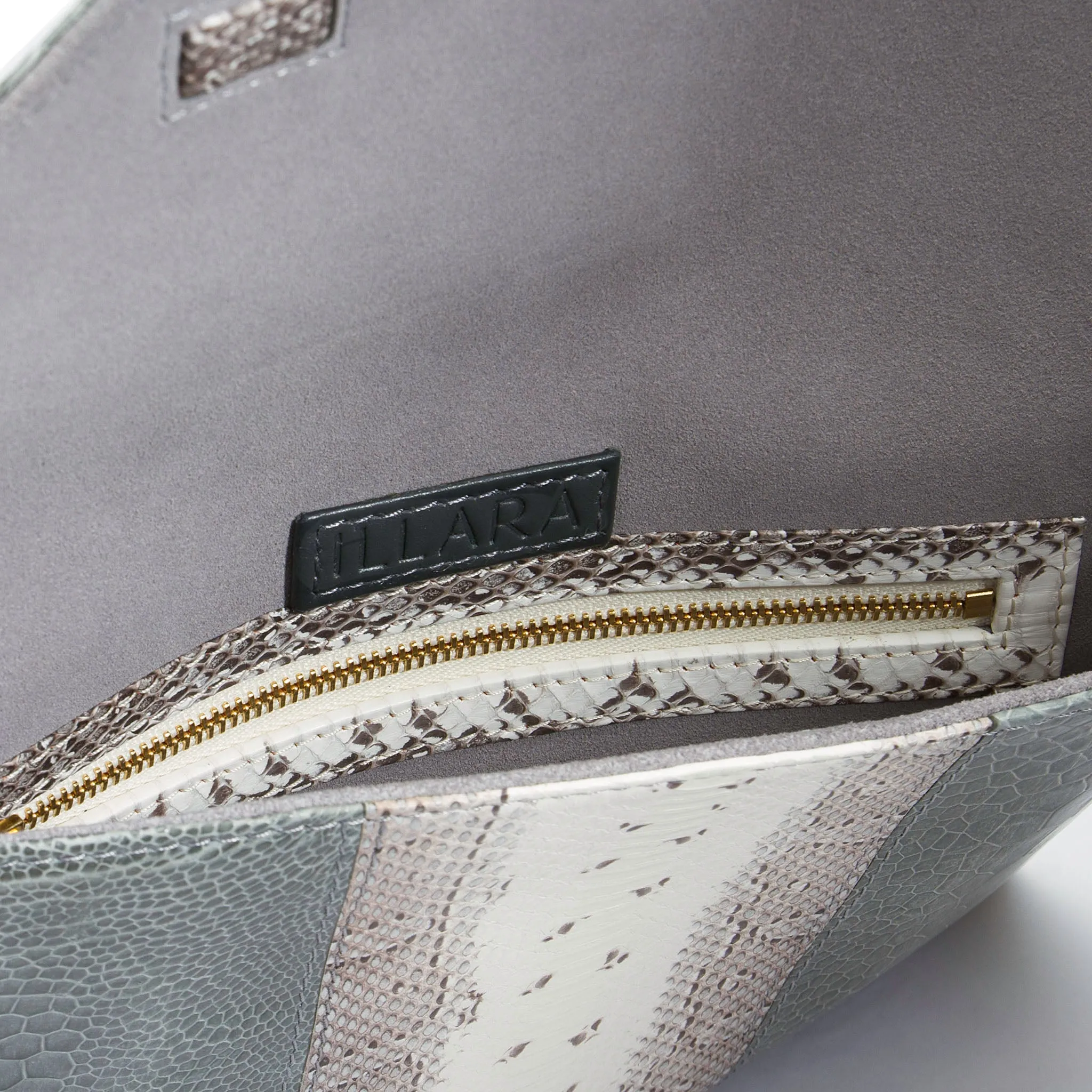 DIANE SNAKESKIN & OSTRICH LEG ENVELOPE CLUTCH
