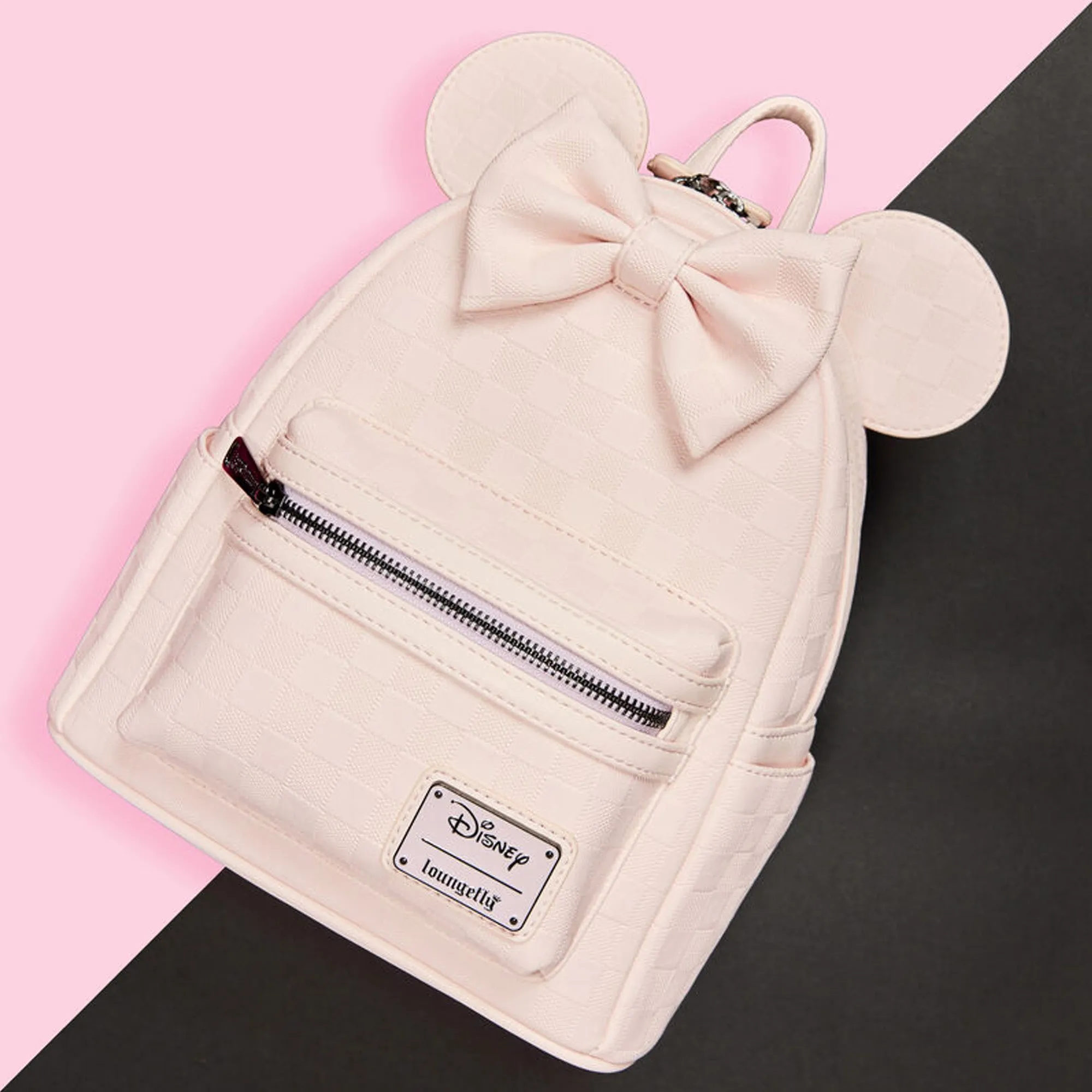 Disney Loungefly Minnie Mouse Checkered Texture Mini Backpack