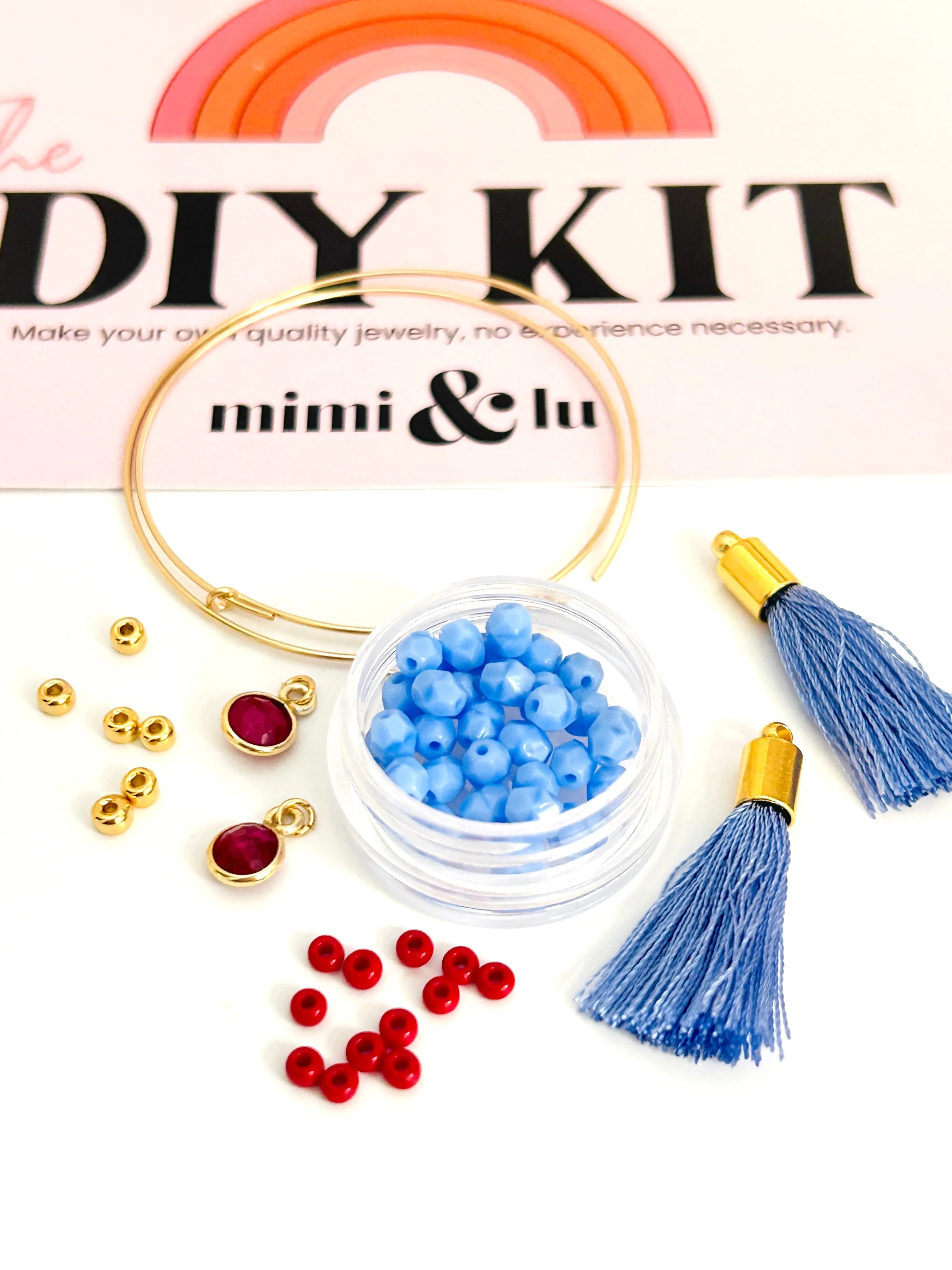 DIY Kit Beaded Hoops - Ruby Blue