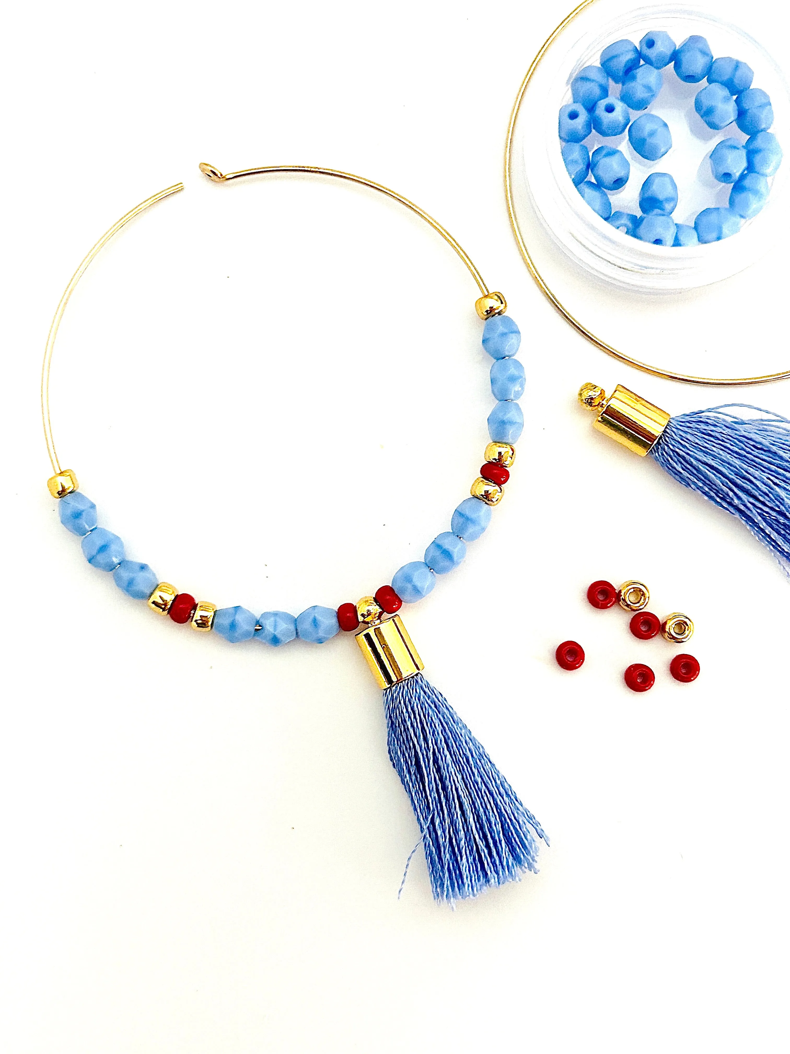 DIY Kit Beaded Hoops - Ruby Blue