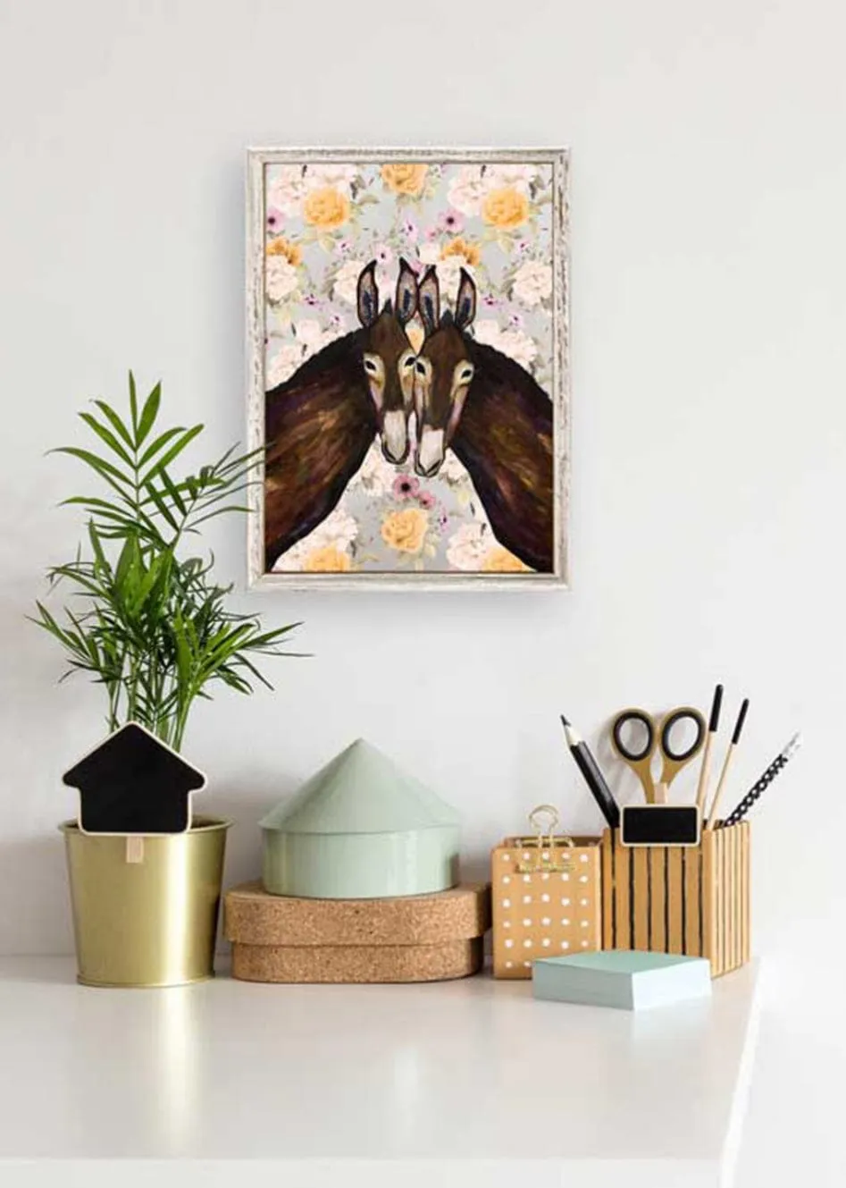 Donkey Duo Mini Framed Canvas