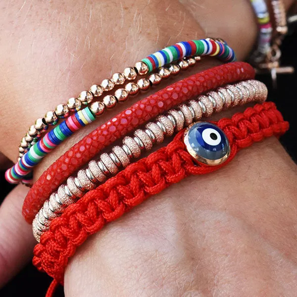 Double African Beaded Bracelet with Rose Gold