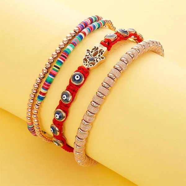 Double African Beaded Bracelet with Rose Gold
