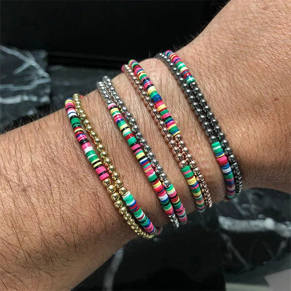Double African Beaded Bracelet with Rose Gold