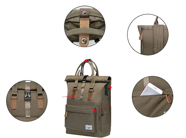 Edler Canvas Rolltop Travel Rucksack by Wolph