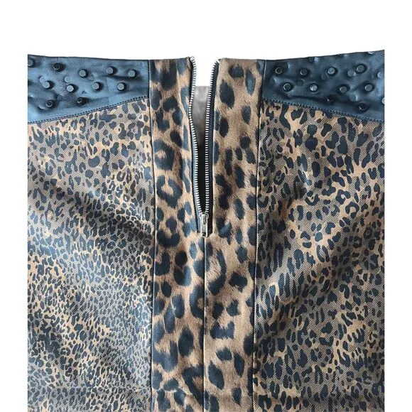 Endless Rose Faux Leather Leopard Print Mini Skirt Size S
