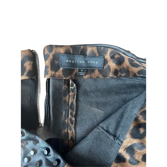 Endless Rose Faux Leather Leopard Print Mini Skirt Size S