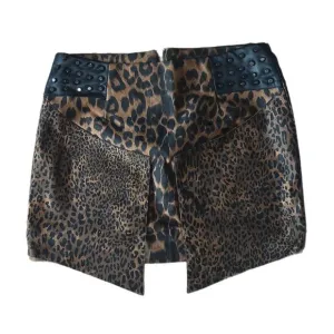Endless Rose Faux Leather Leopard Print Mini Skirt Size S