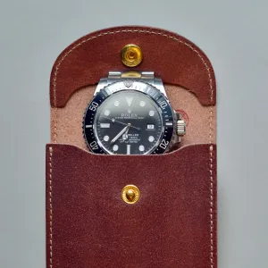 ENGLAND BRIDLE LEATHER SINGLE WATCH POUCH - CHESTNUT