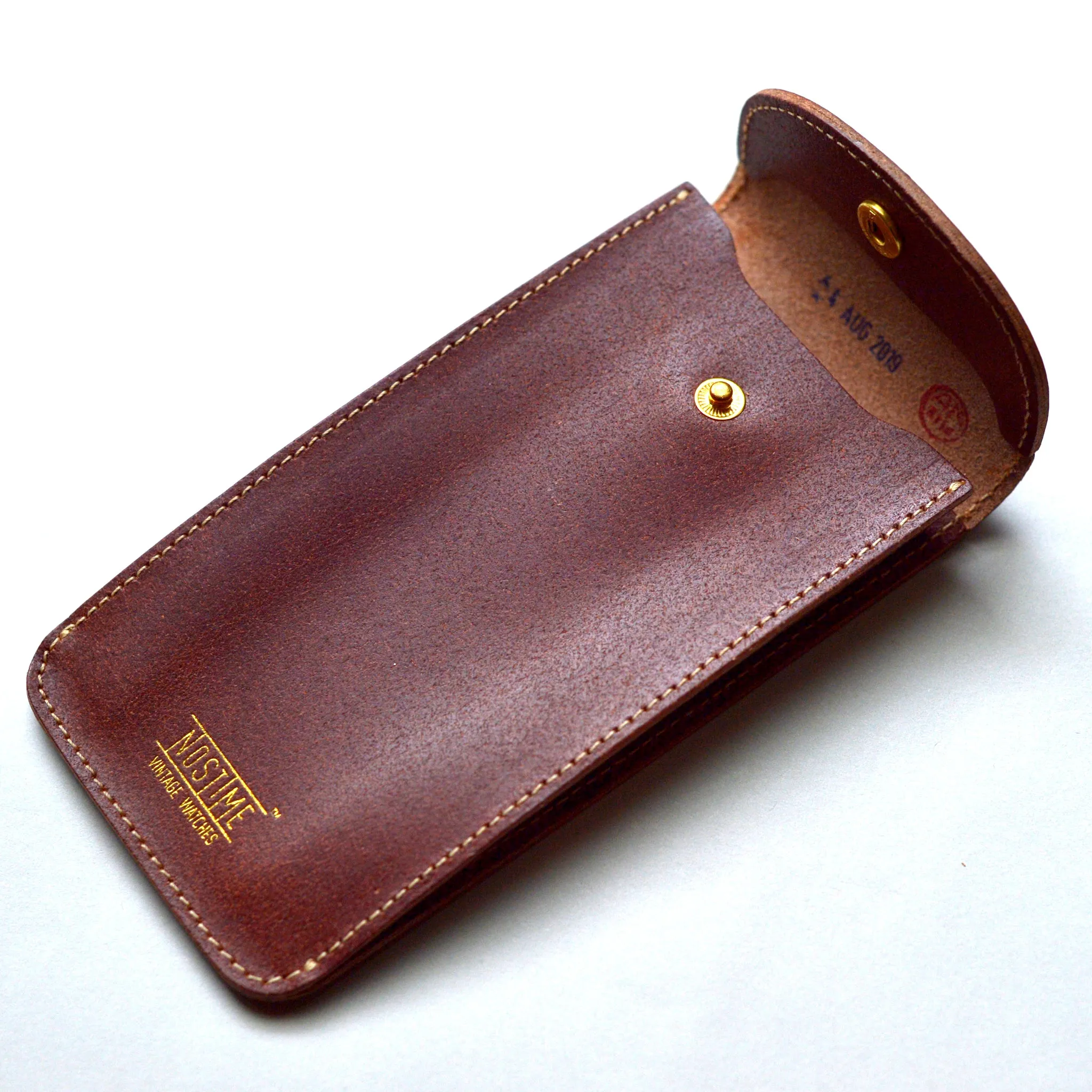 ENGLAND BRIDLE LEATHER SINGLE WATCH POUCH - CHESTNUT