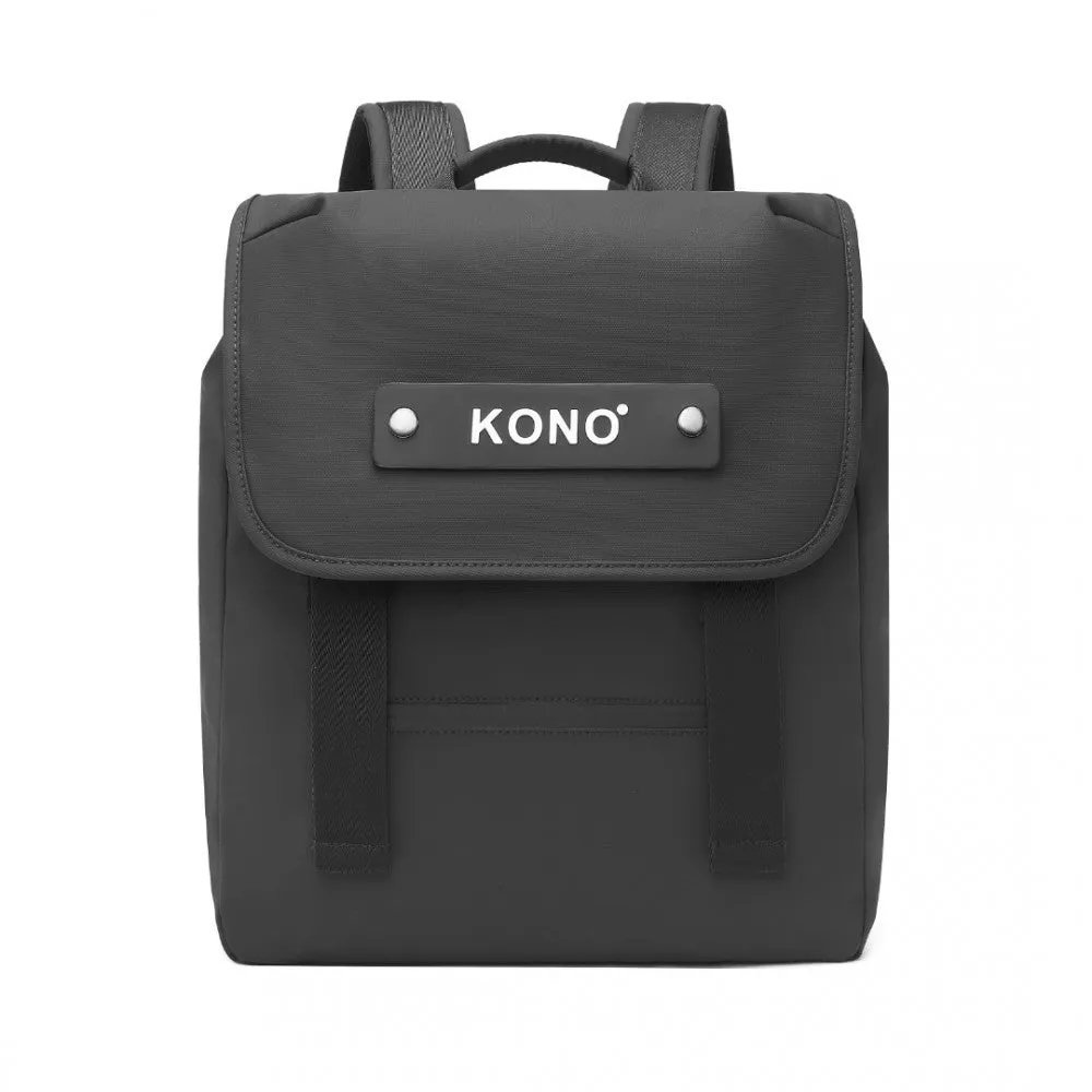 EQ2327 - Kono PVC Coated Water-resistant Streamlined And Innovative Flap Backpack - Black