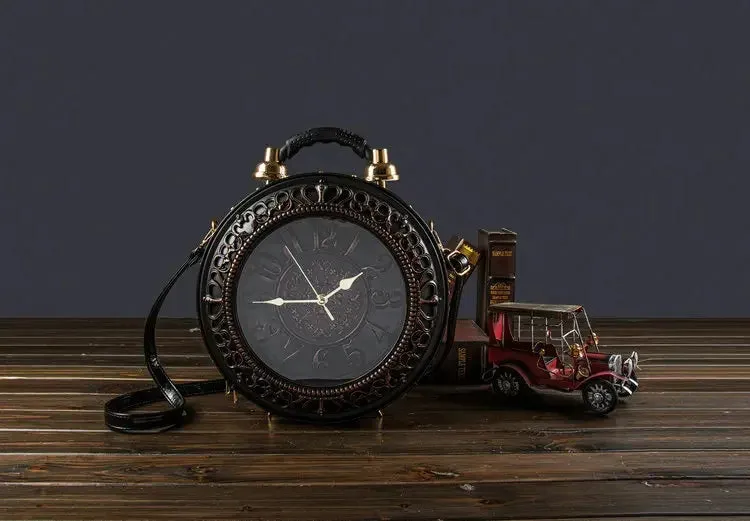 European And American Retro Designer Clock Purse Christmas Luxury Leather Handbag Pu Bag Ladies Purse