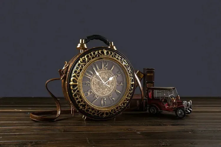 European And American Retro Designer Clock Purse Christmas Luxury Leather Handbag Pu Bag Ladies Purse
