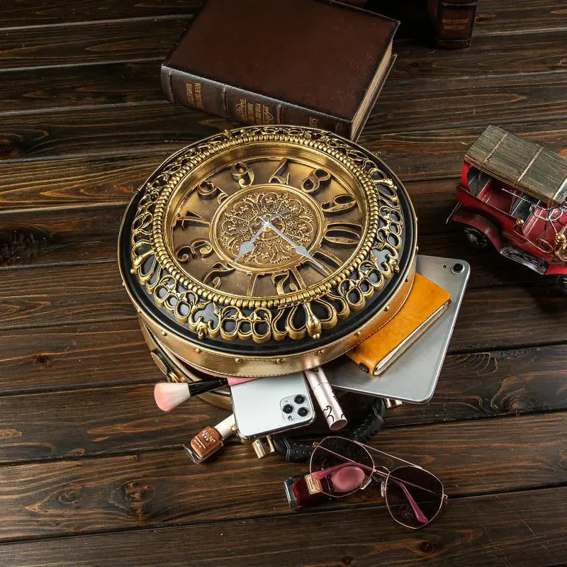 European And American Retro Designer Clock Purse Christmas Luxury Leather Handbag Pu Bag Ladies Purse