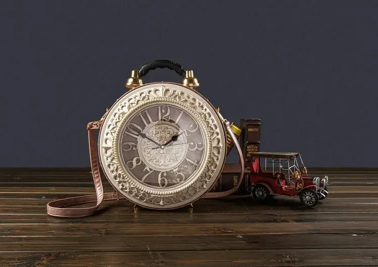European And American Retro Designer Clock Purse Christmas Luxury Leather Handbag Pu Bag Ladies Purse