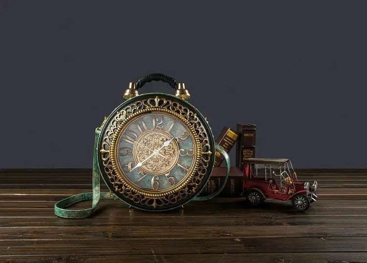 European And American Retro Designer Clock Purse Christmas Luxury Leather Handbag Pu Bag Ladies Purse
