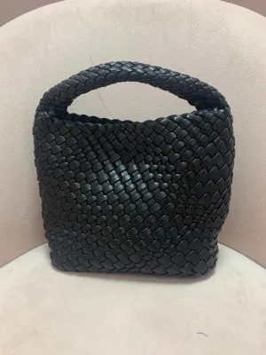 Faux Leather Hand Woven Weave Mini Tote Bag