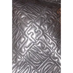 Fendi Black Logo Print Quilted Leather Satchel w Pasta Engraved Gold Handles