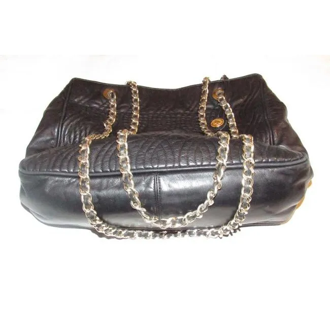 Fendi Pasta Tote Style Purses Supple Black Quilted Leather With Curvy Pasta Or Noodle Like Design An