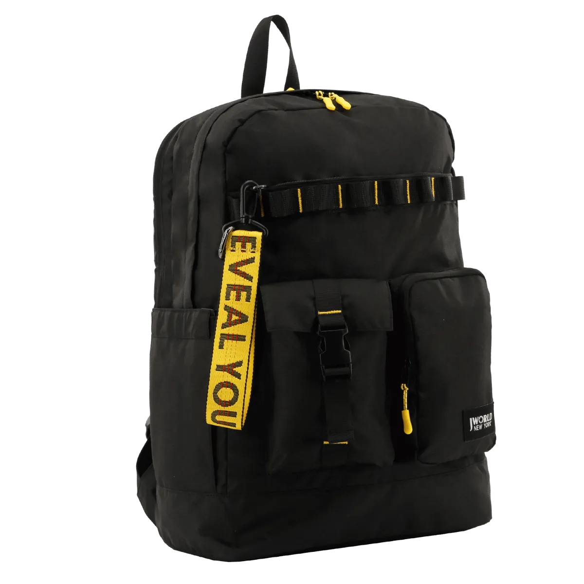 Fenix Backpack with Keyring Puller in Black Yellow - Final Sale