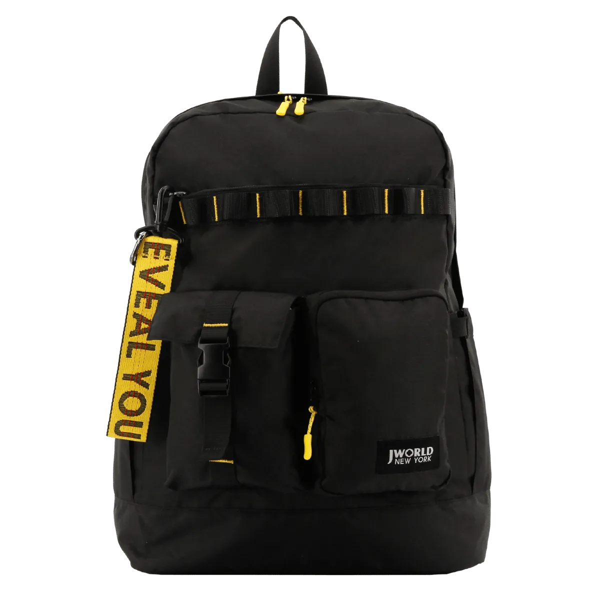 Fenix Backpack with Keyring Puller in Black Yellow - Final Sale