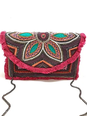 Floral Beaded Envelope Clutch Bag (PRE)