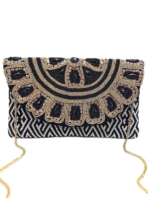 Floral Beaded Envelope Clutch (PRE)