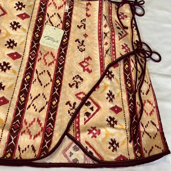 Free People Cleo Wrap Skirt in Multi Combo Size 10 NWT