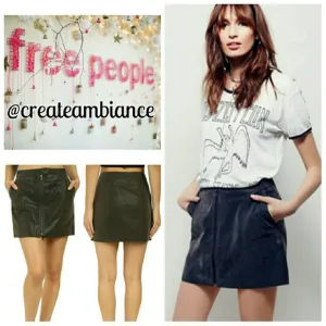 Free People Distressed Zip Front Faux Leather Mini