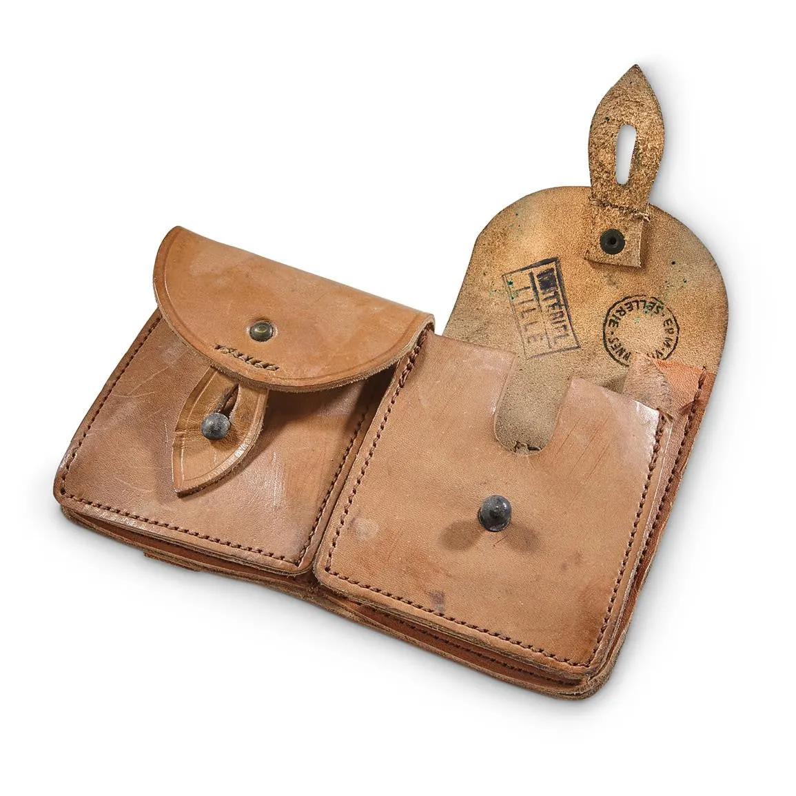 FRENCH LEATHER MAS CARTRIDGE POUCH - USED- SURPLUS