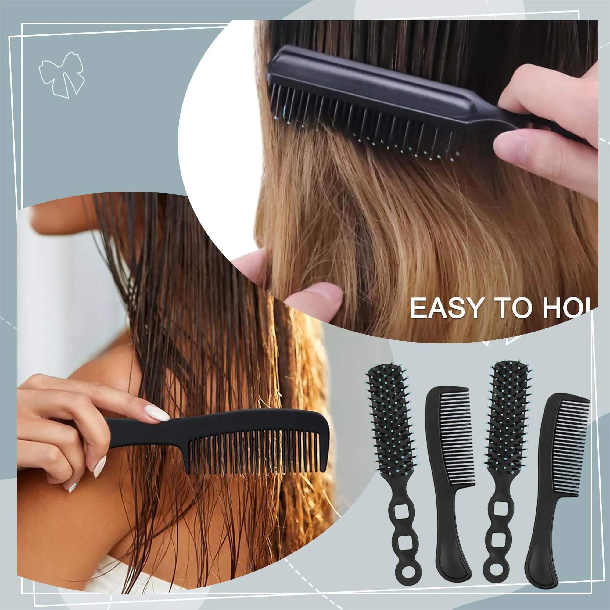Gisdo Hair Brush and Comb Set, 100 Pcs Bulk for Homeless Individually Wrapped, Lightweight Hair Brush and Comb for Women Kids Hotel Travel (Black)
