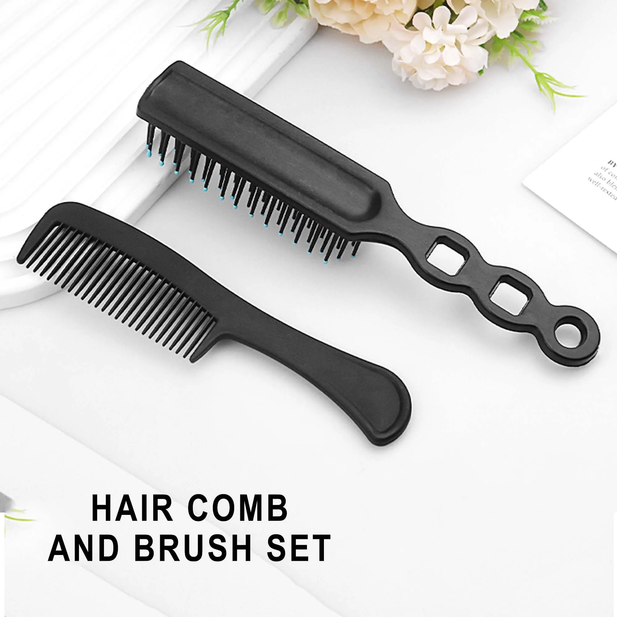 Gisdo Hair Brush and Comb Set, 100 Pcs Bulk for Homeless Individually Wrapped, Lightweight Hair Brush and Comb for Women Kids Hotel Travel (Black)
