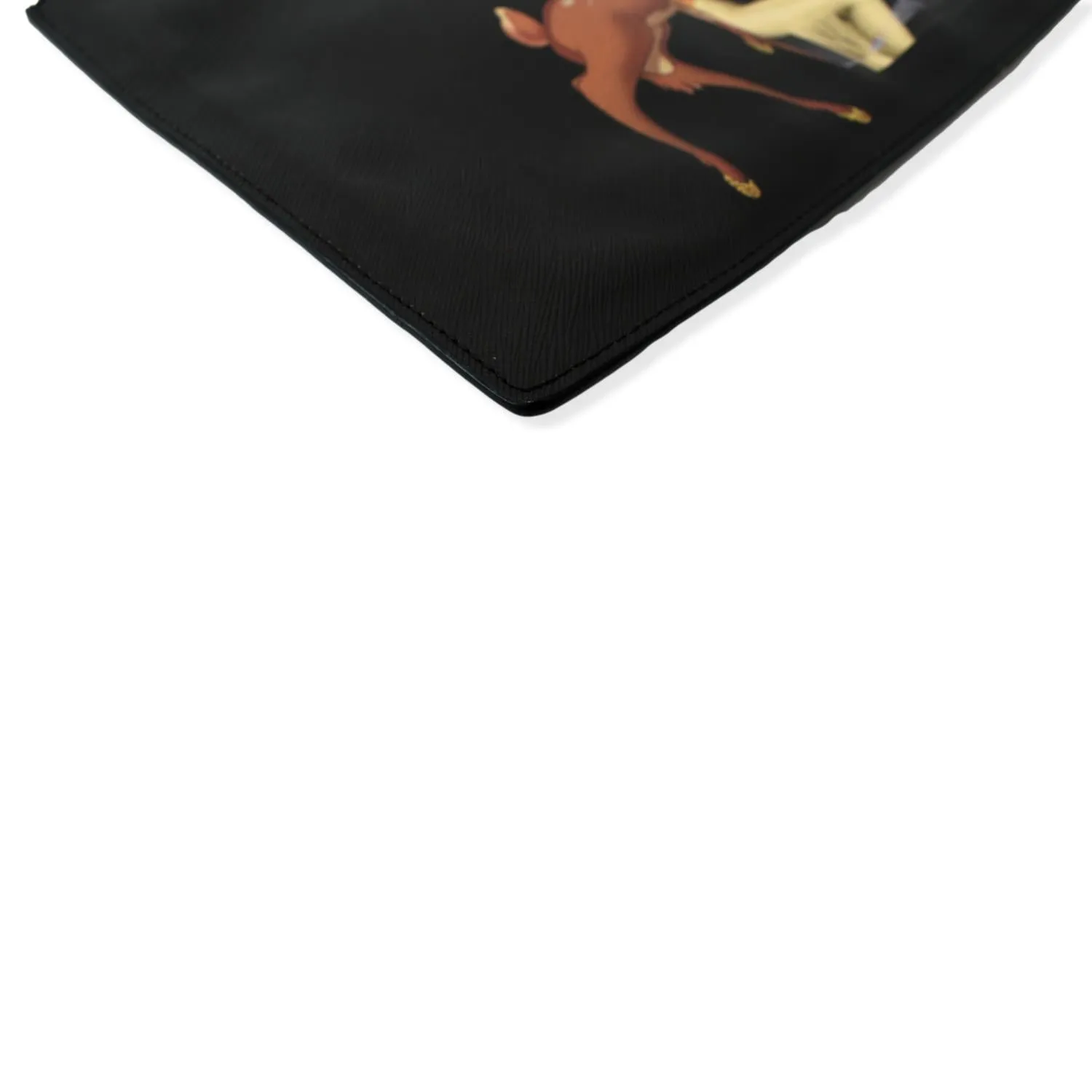 GIVENCHY Bambi Print Medium Textured Coated Canvas Cosmetic Pouch Black