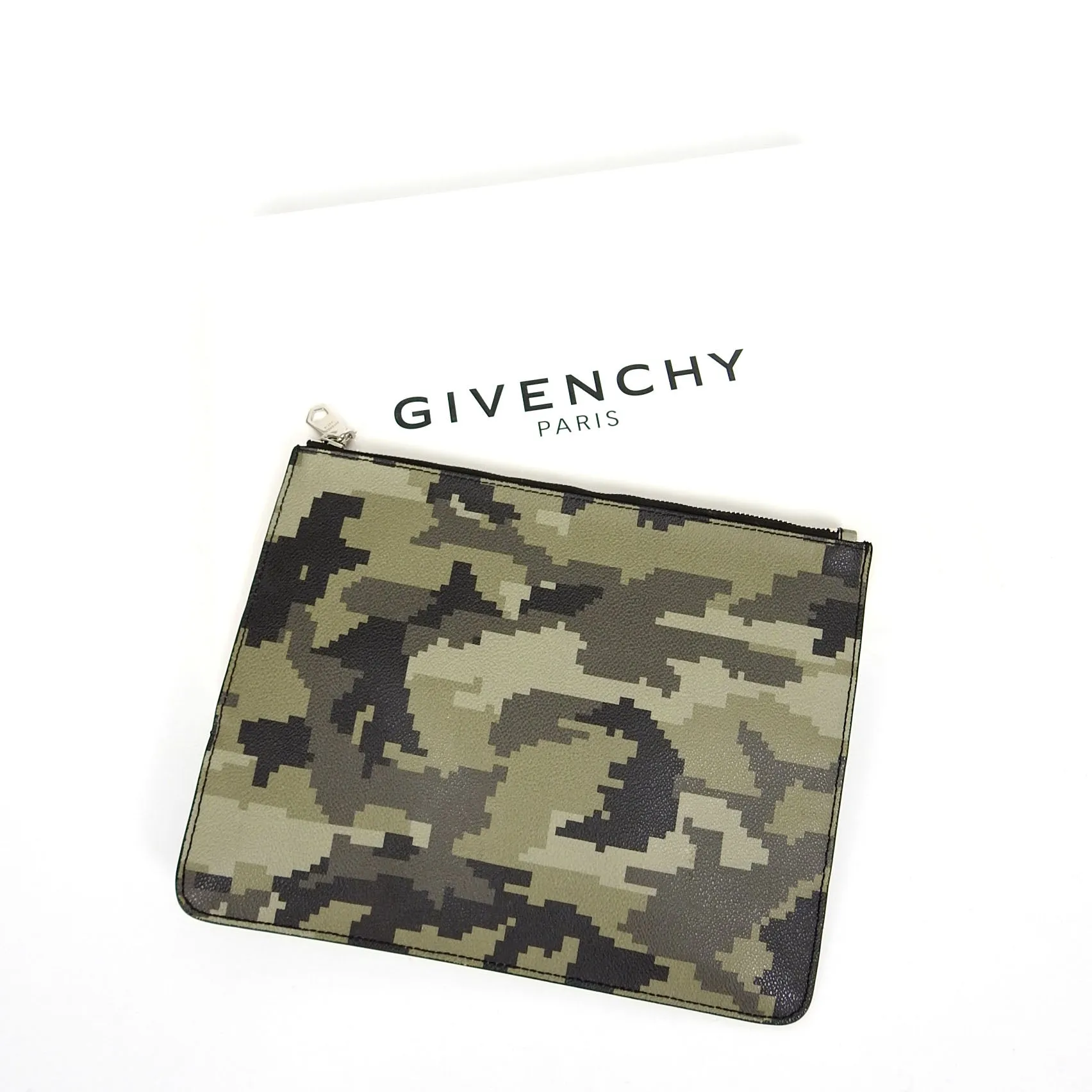 Givenchy Green Leather Digi Camo Pouch