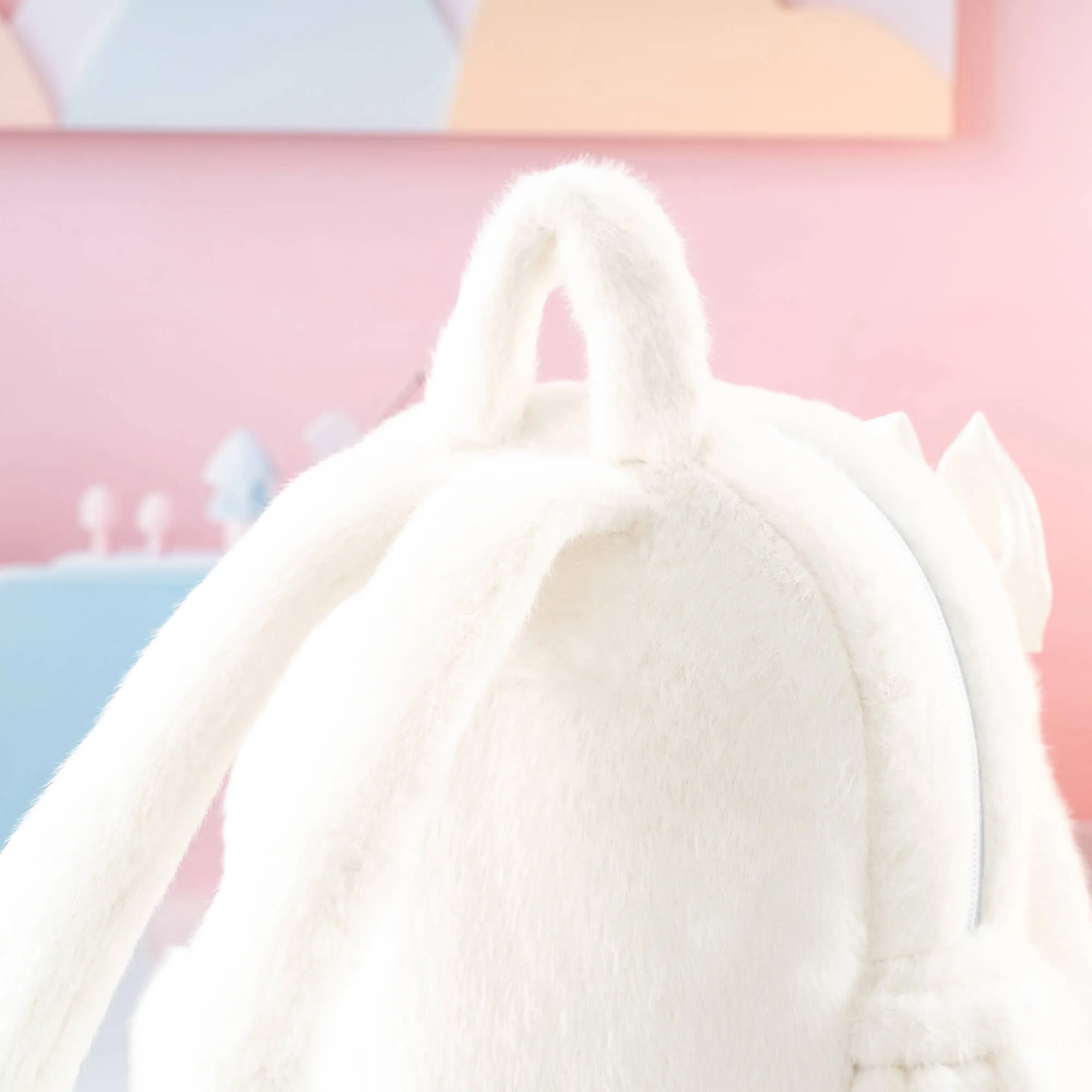 Gloveleya 11-inch Toddler Girl Backpack Snow Ferret Kindergarten Backpacks with 12-inch White Bunny Doll