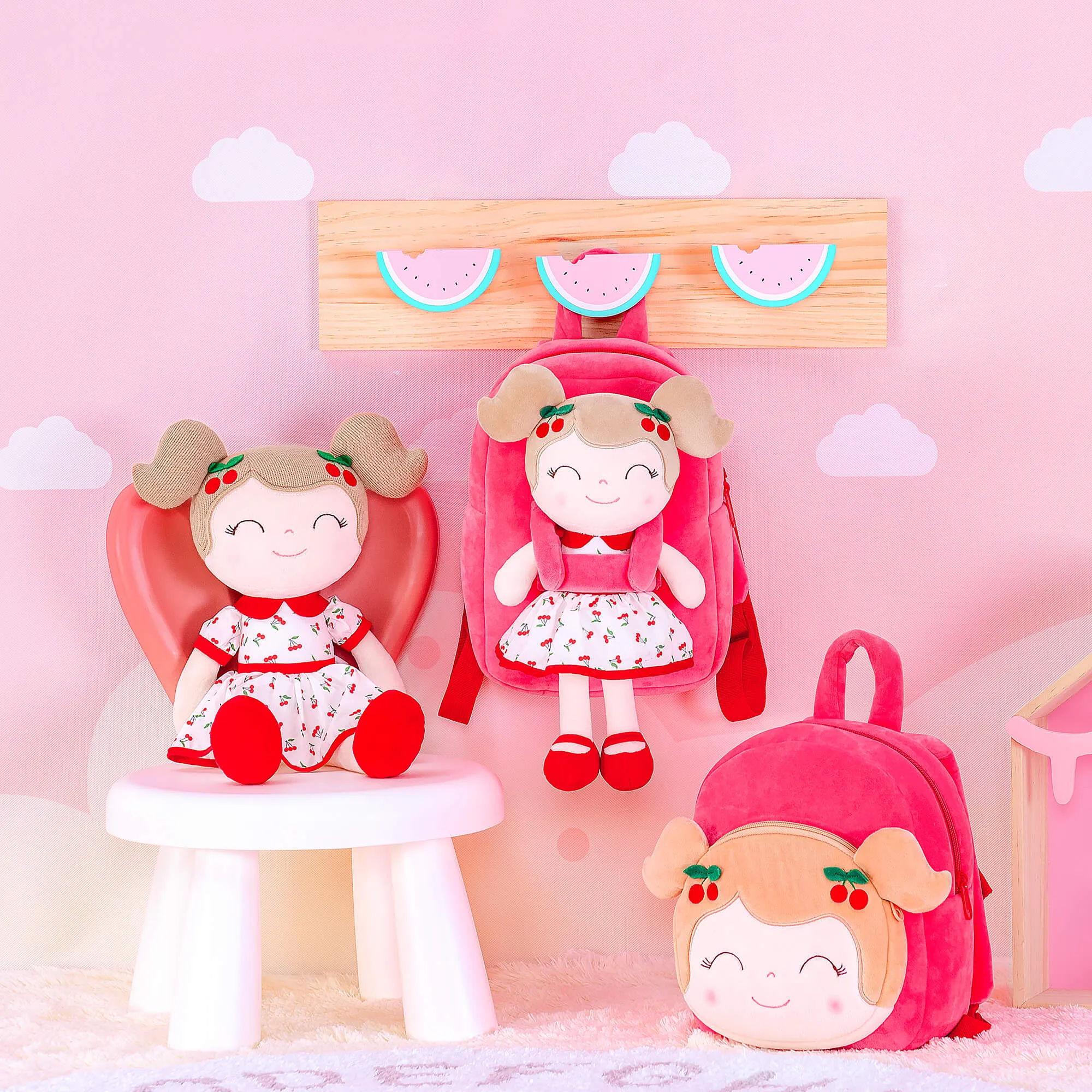Gloveleya 9-inch Fruit Dolls Backpacks Red Cherry