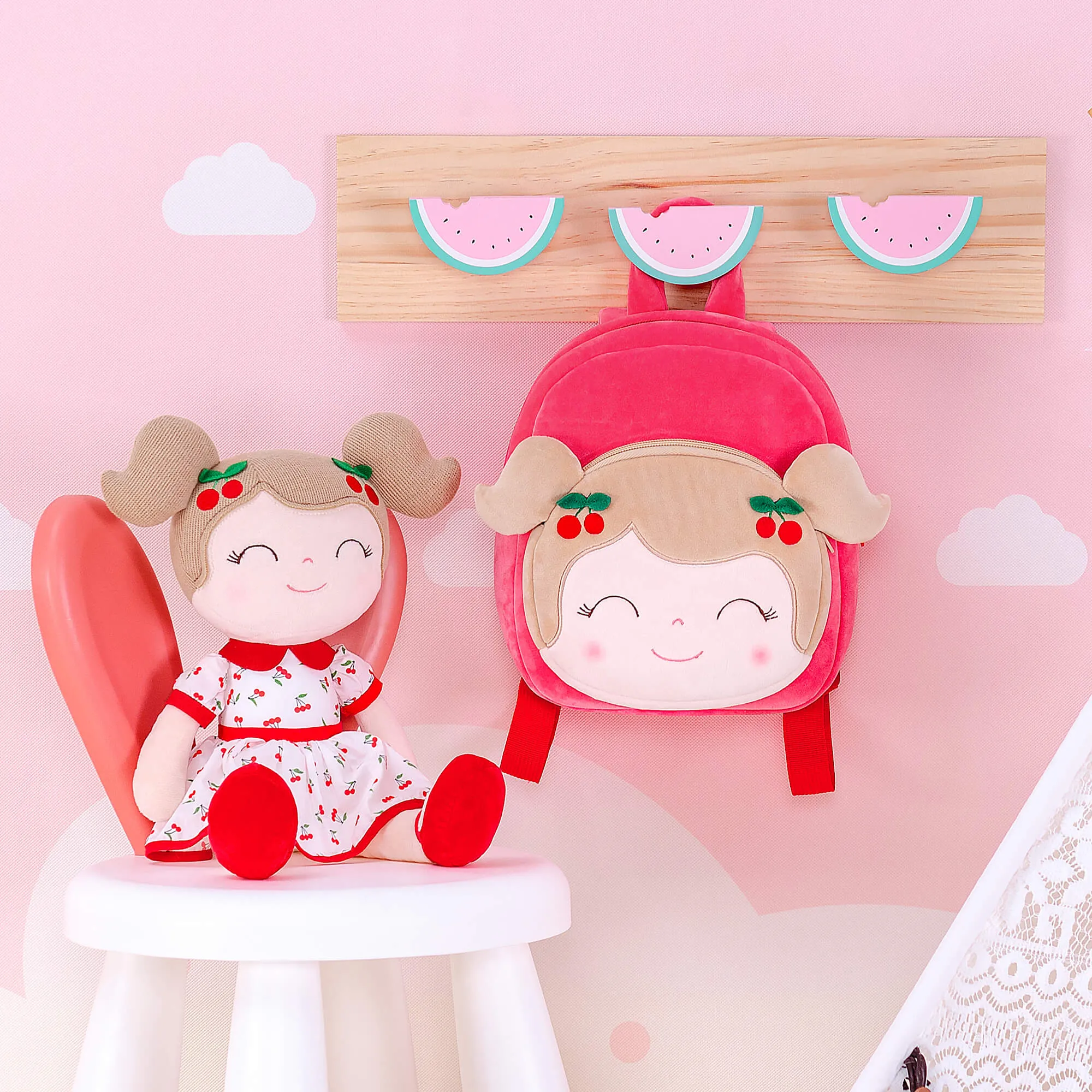Gloveleya 9-inch Fruit Dolls Backpacks Red Cherry