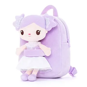 Gloveleya 9-inch Personalized Curl Candy Girls Doll Backpack Purple