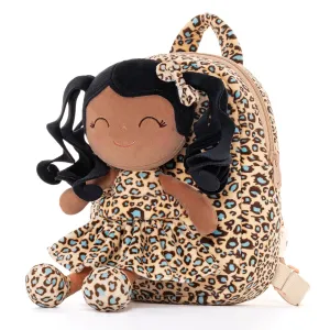 Gloveleya 9-inch Personalized Plush Curly Animal Leopard Dolls Backpack Tanned
