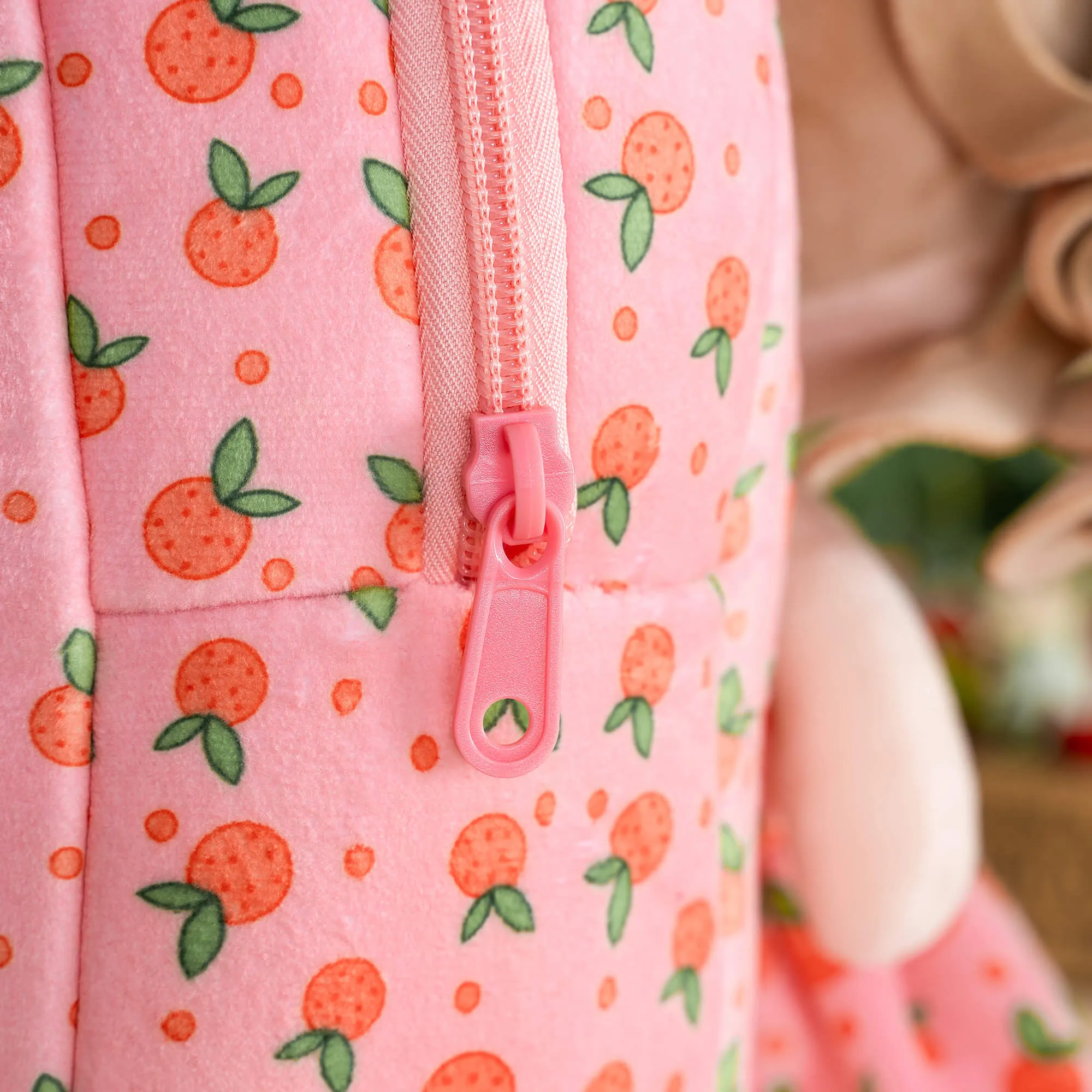 Gloveleya 9-inch Personalized Plush Curly Fruit Dolls Backpack Orange