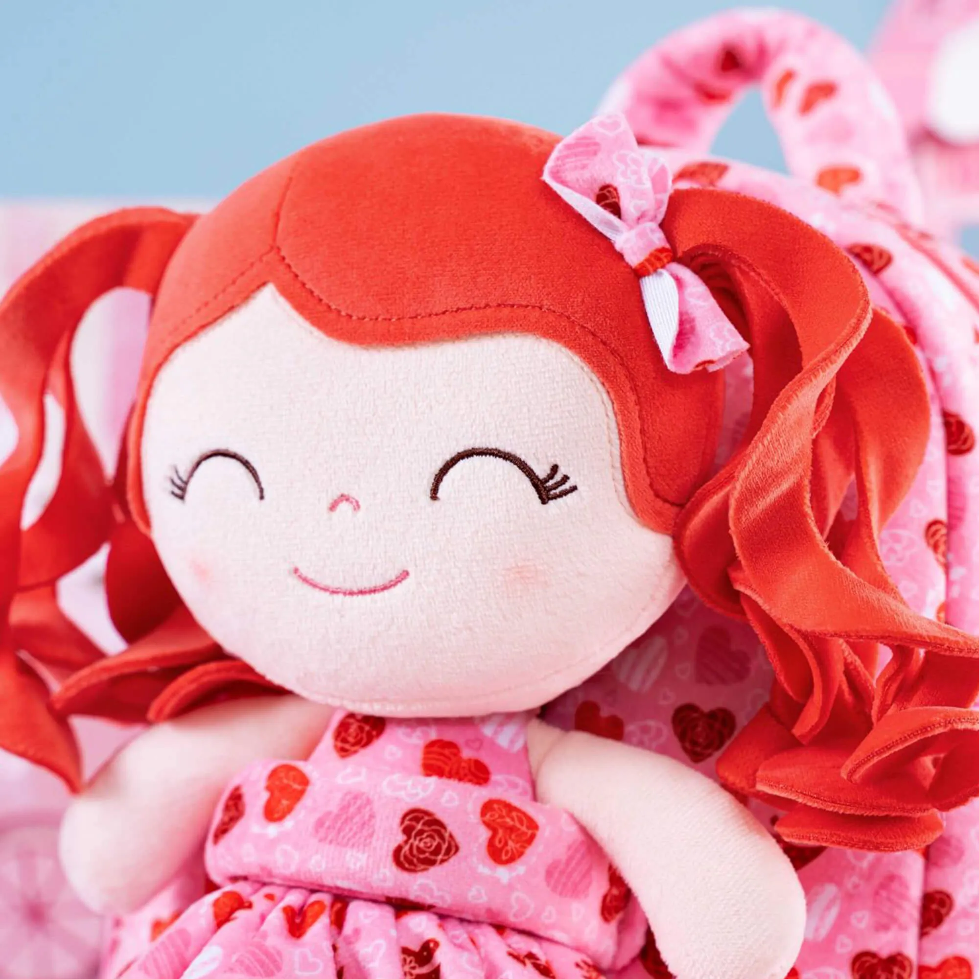 Gloveleya 9-inch Personalized Spring Girl Love Heart Dolls Backpacks Red Pink