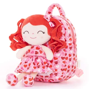 Gloveleya 9-inch Personalized Spring Girl Love Heart Dolls Backpacks Red Pink