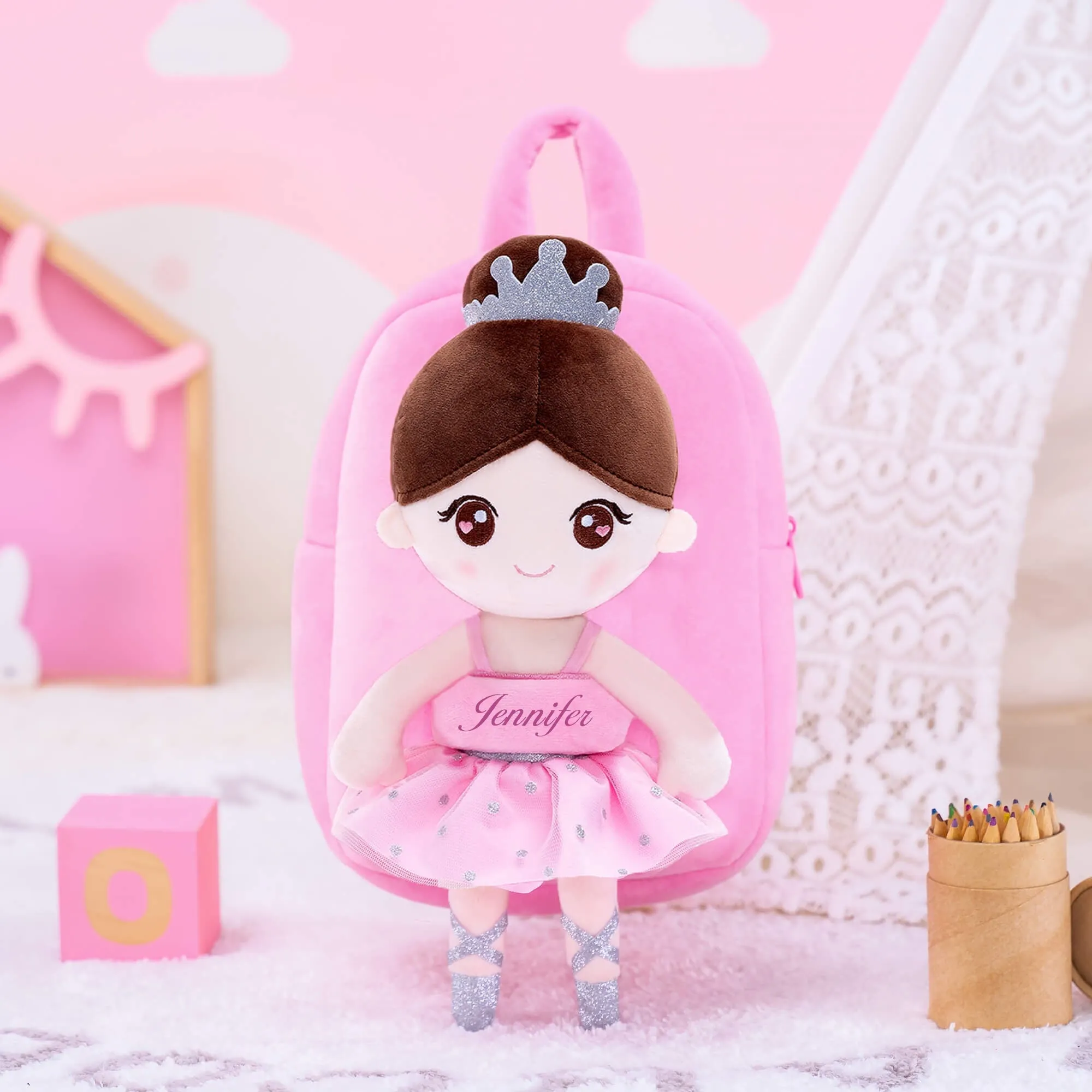Gloveleya 9-inch Plush Ballet Girl Dolls Backpack Pink Ballet Dream