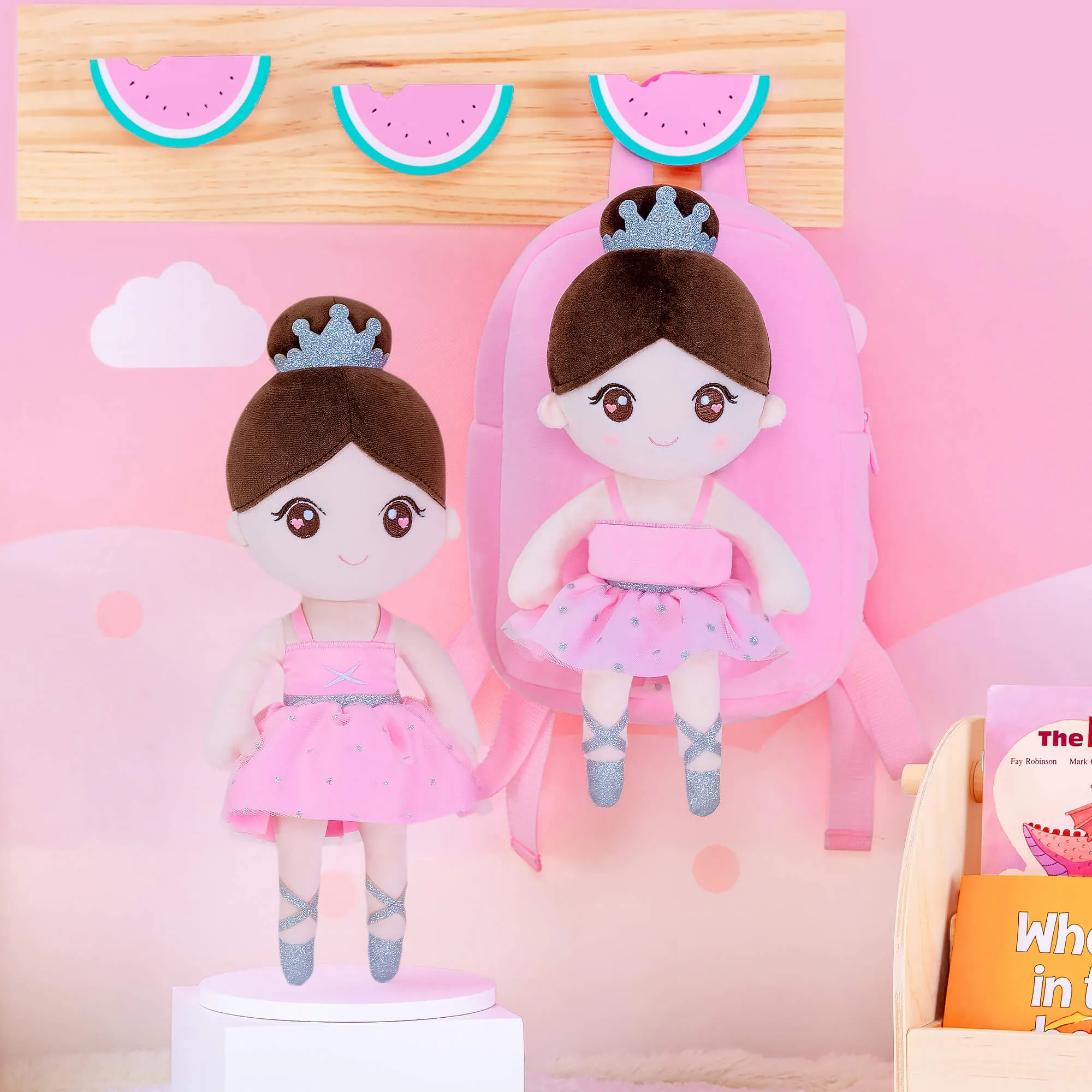 Gloveleya 9-inch Plush Ballet Girl Dolls Backpack Pink Ballet Dream