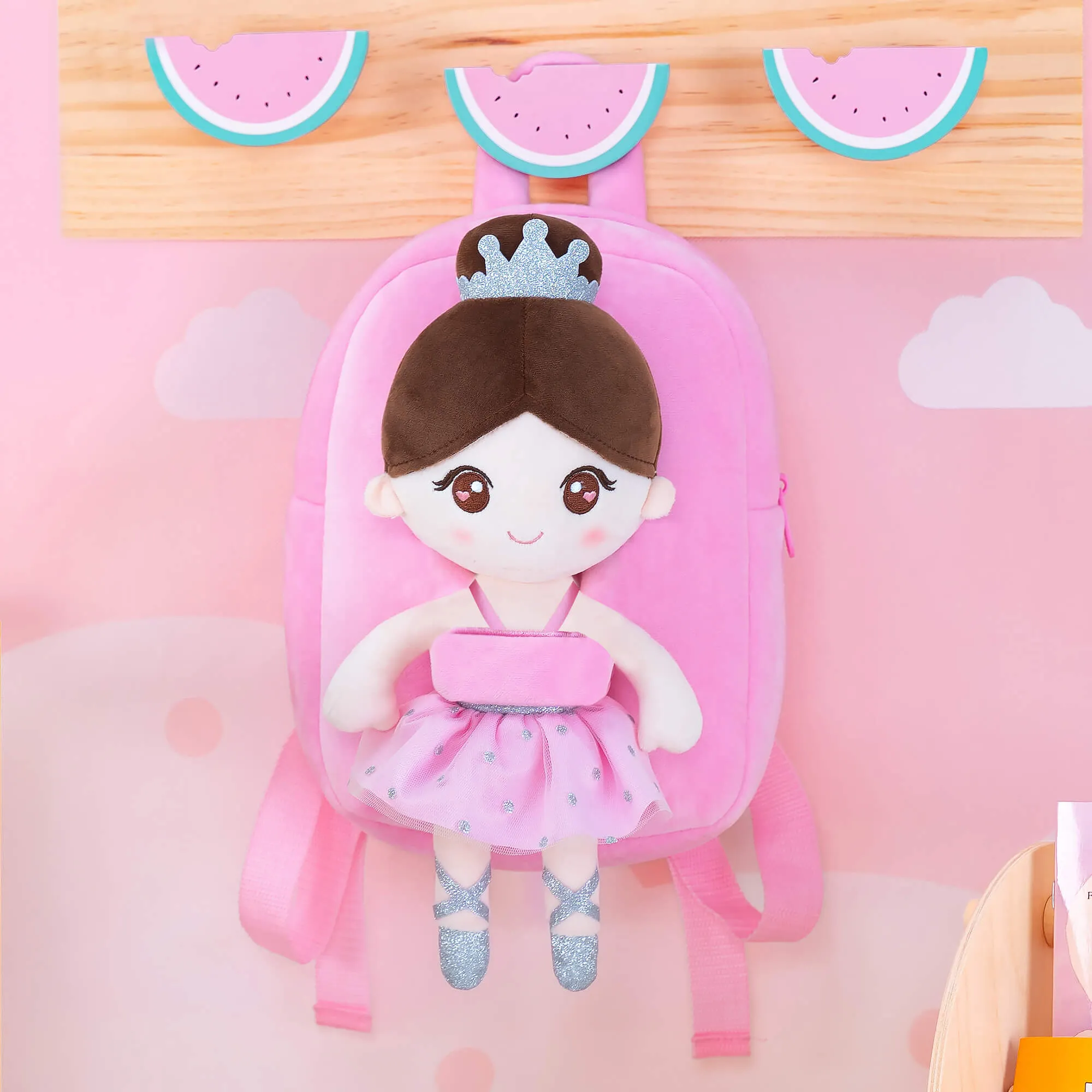Gloveleya 9-inch Plush Ballet Girl Dolls Backpack Pink Ballet Dream